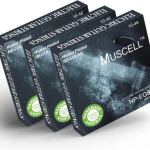 MUSCELL Electric Guitar Strings Handmade Nickel Plated Hex Steel Colorful Ball End-3 Packs-6 String-Regular 10-46