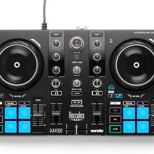 Hercules DJControl Inpulse 200 MK3 DJ Controller, 2 Deck DJ Mixer with Jog Wheels, Pads, Crossfader, Beginner DJ Equipment with Tutorials and Streaming, Compact Portable DJ Board, Compatible with PC | 2 Deck DJ Mixer with Jog Wheels, Pads, Crossfader, Beginner DJ Equipment with Tutorials and Streaming, Compatible with PC